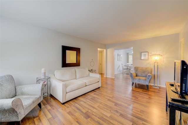 living room with light hardwood / wood-style floors