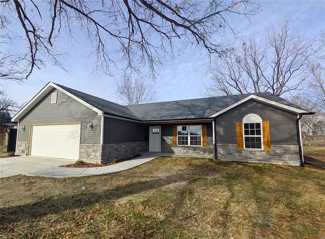 ranch-style home featuring a garage