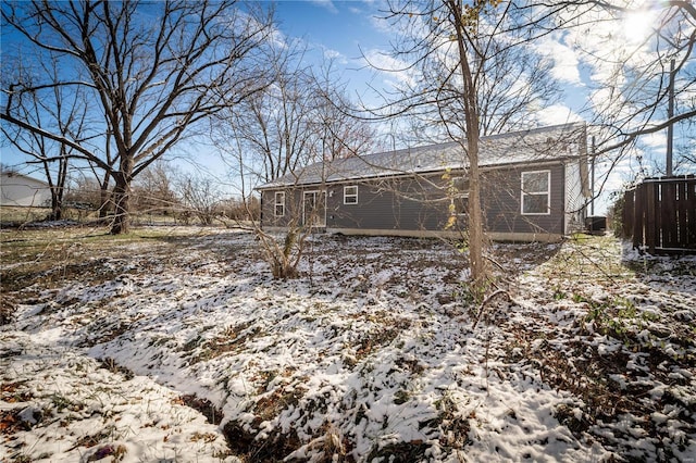 view of snow covered property