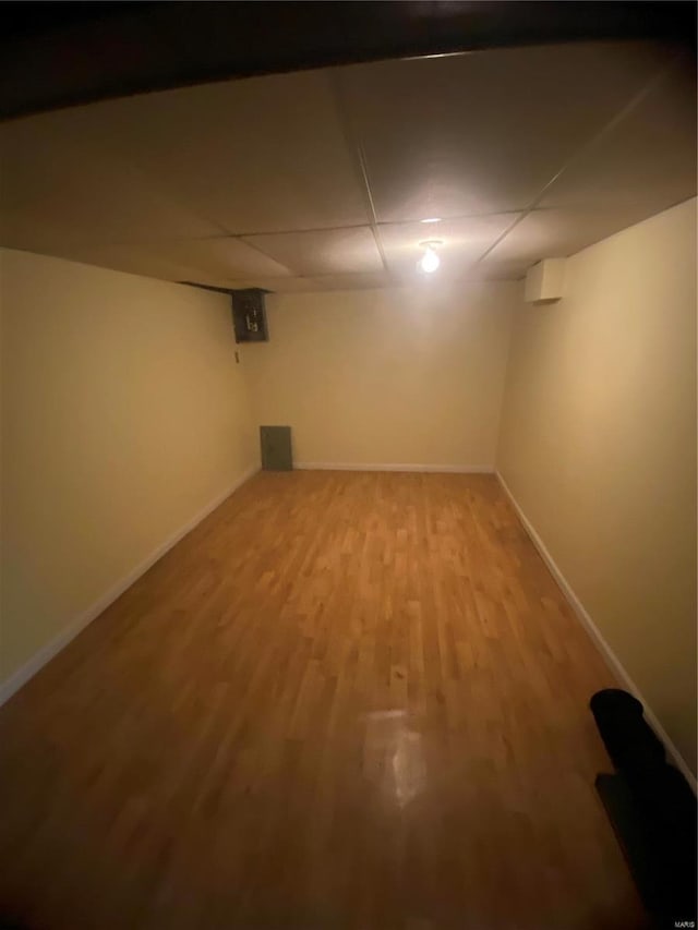 basement featuring hardwood / wood-style floors