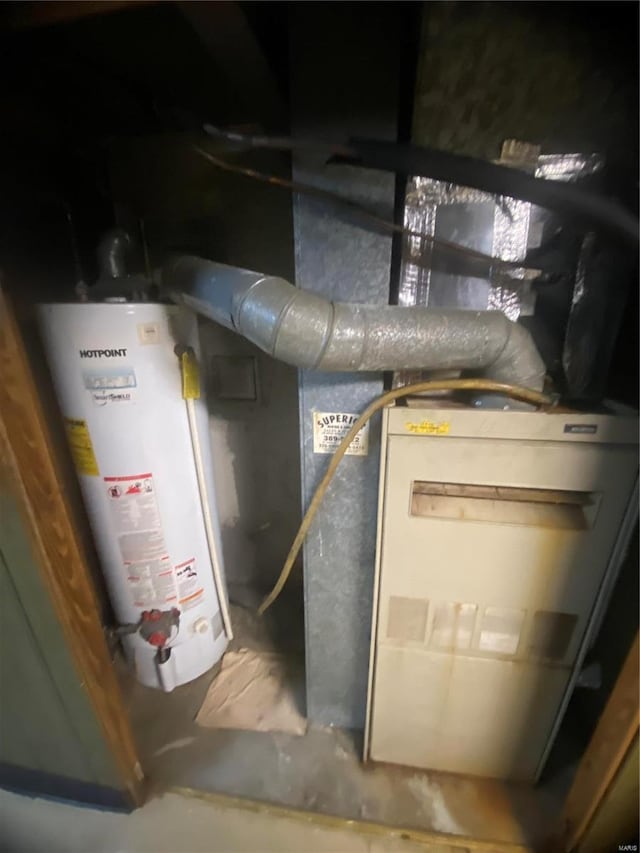 utility room with water heater