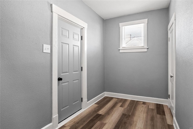 entryway with dark wood-type flooring