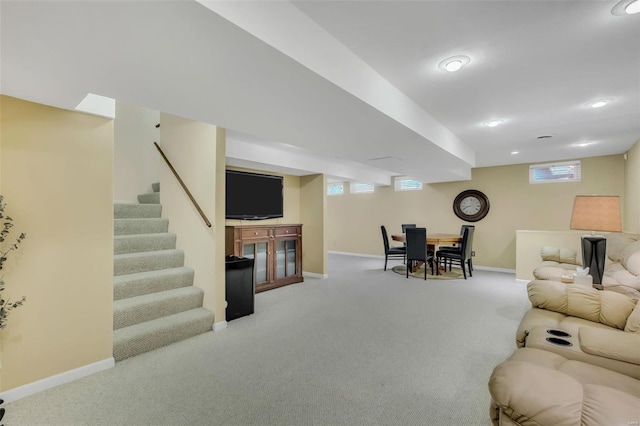 living room featuring carpet floors