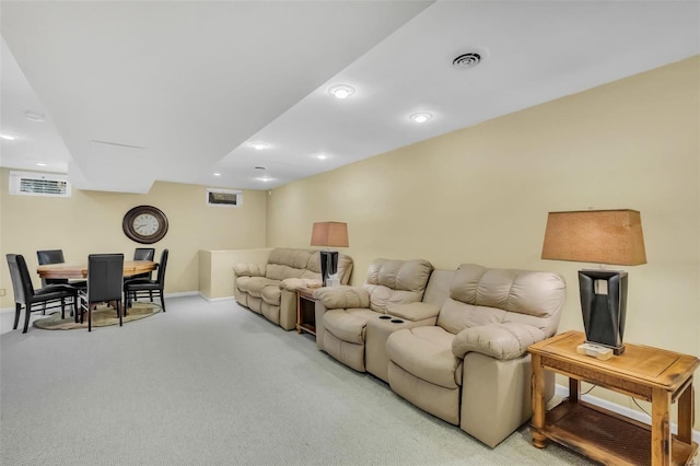 living room with carpet floors