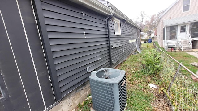 view of home's exterior featuring central air condition unit