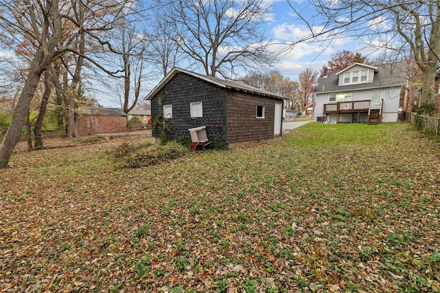 view of yard with a deck