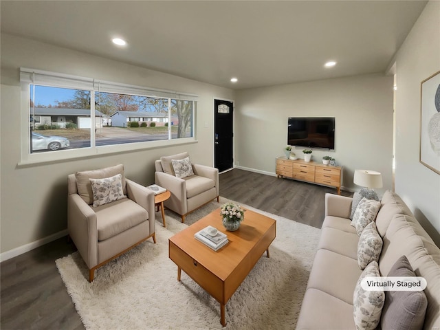 living room with hardwood / wood-style floors