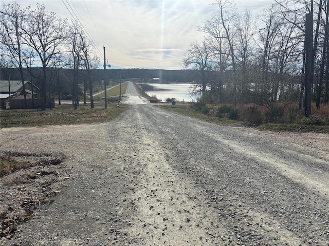 view of road with a water view