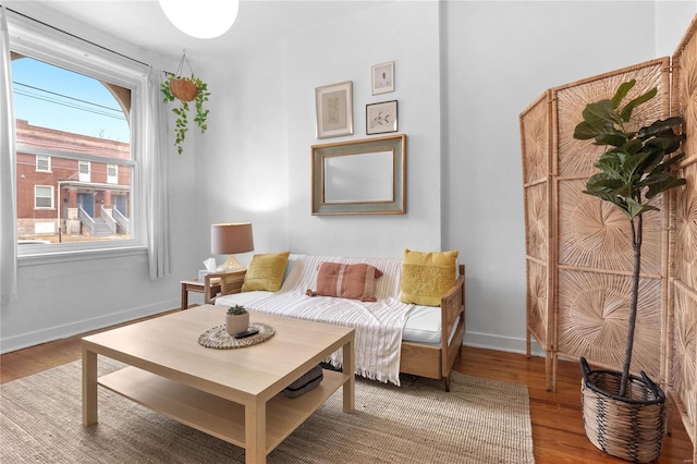 sitting room featuring wood-type flooring