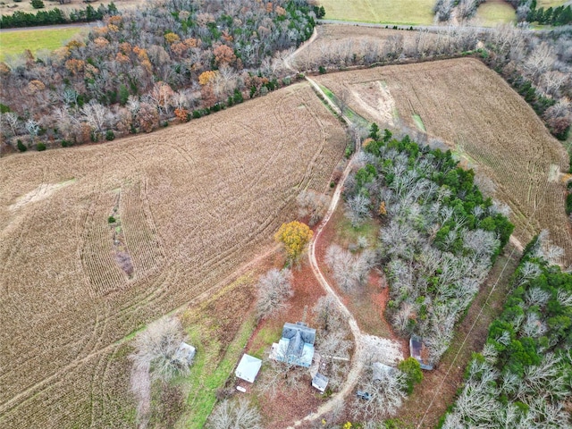 birds eye view of property with a rural view