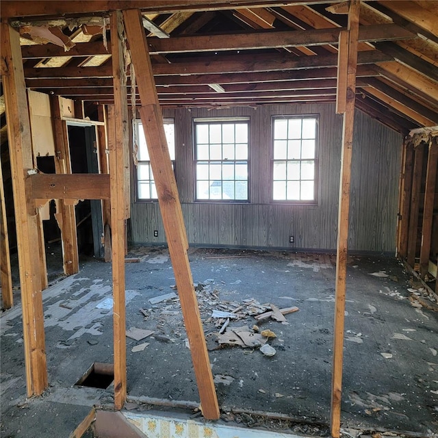 view of unfinished attic