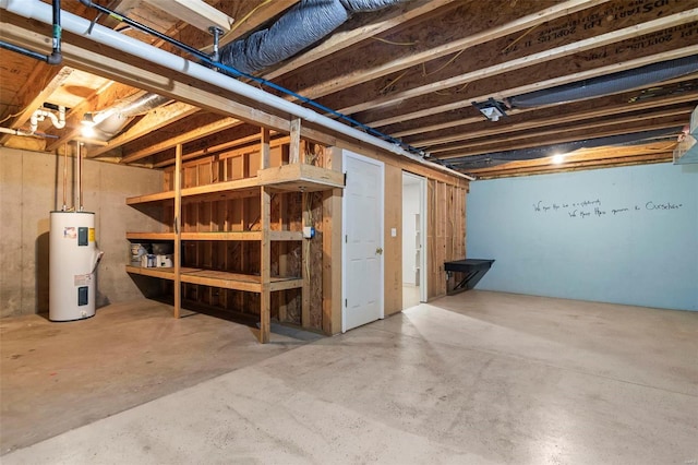 basement with water heater