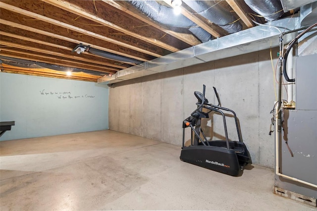 basement with heating unit