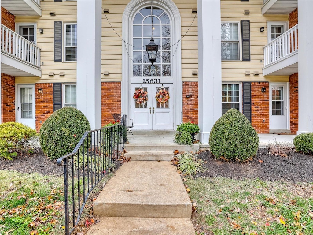 property entrance with french doors