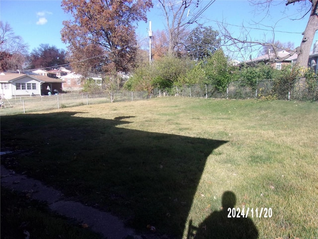 view of yard featuring a fenced backyard