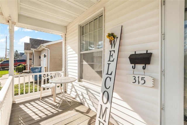 deck featuring covered porch