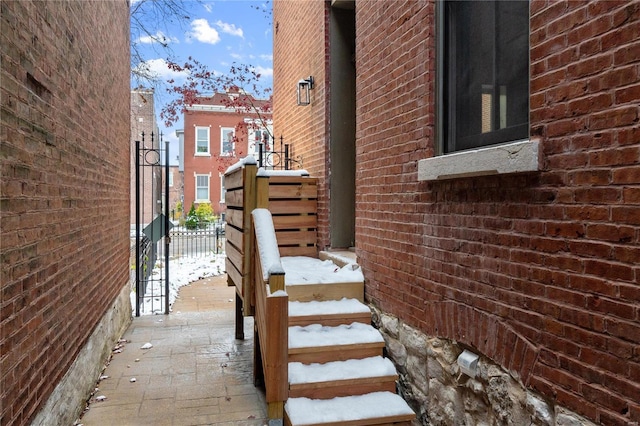 view of snow covered property