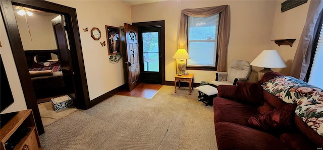 living room with carpet