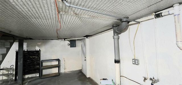 basement with electric panel