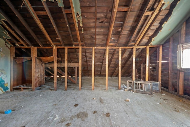 view of unfinished attic