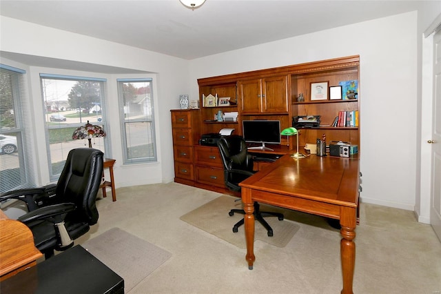 view of carpeted home office