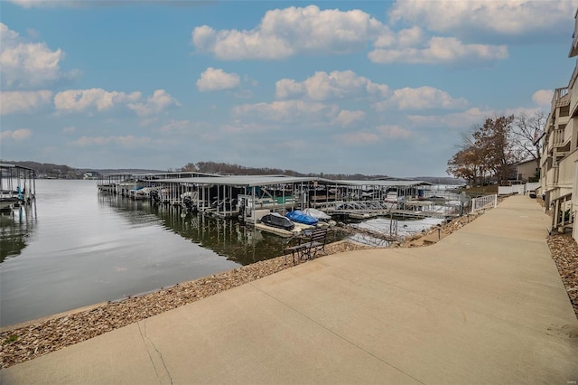 dock area featuring a water view