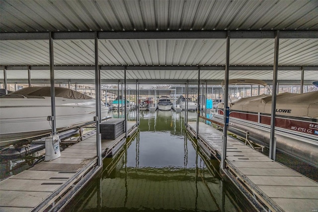 view of dock featuring a water view