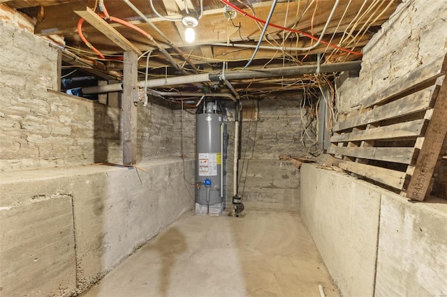 basement with water heater