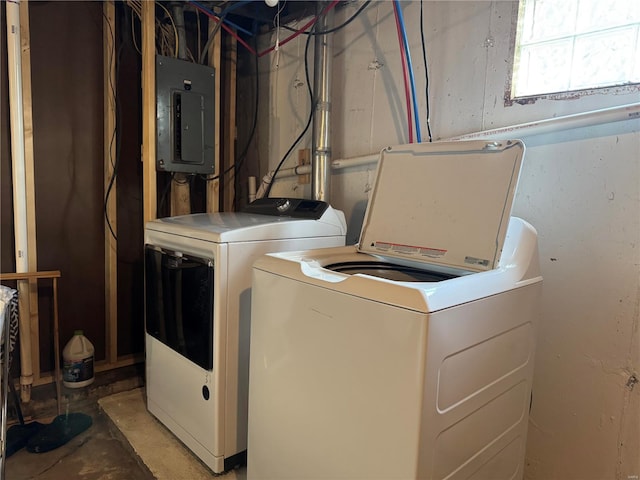 laundry area featuring independent washer and dryer and electric panel