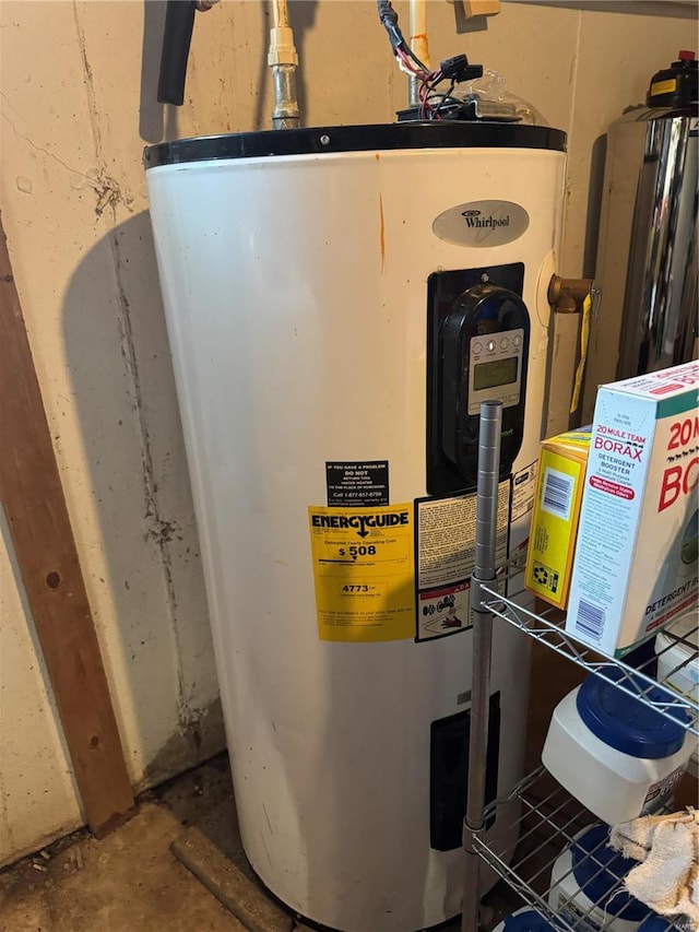 utility room with electric water heater