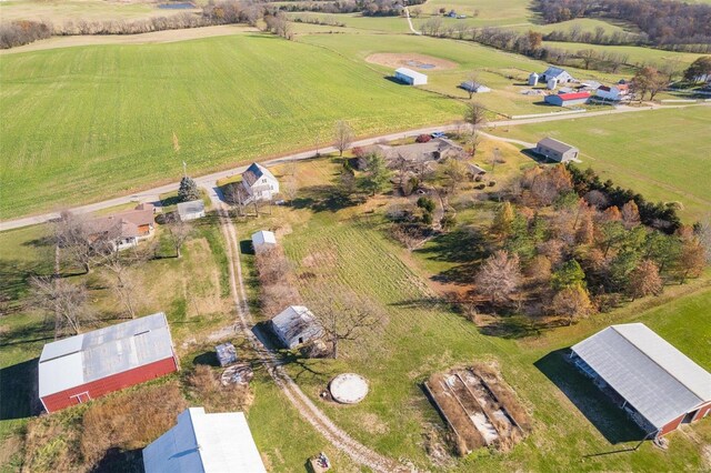 aerial view featuring a rural view