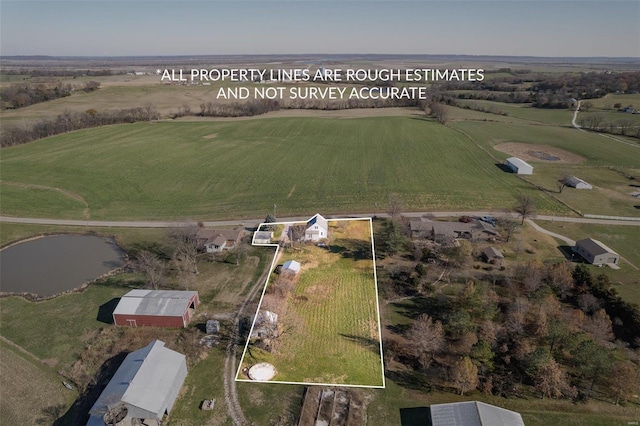 drone / aerial view featuring a rural view