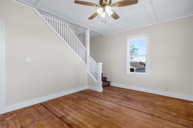 interior space with hardwood / wood-style flooring and ceiling fan