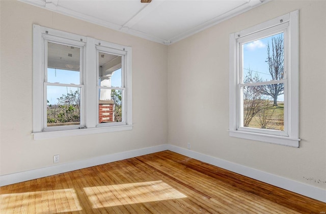 spare room with hardwood / wood-style floors