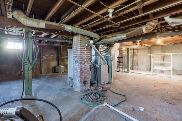 basement with heating unit