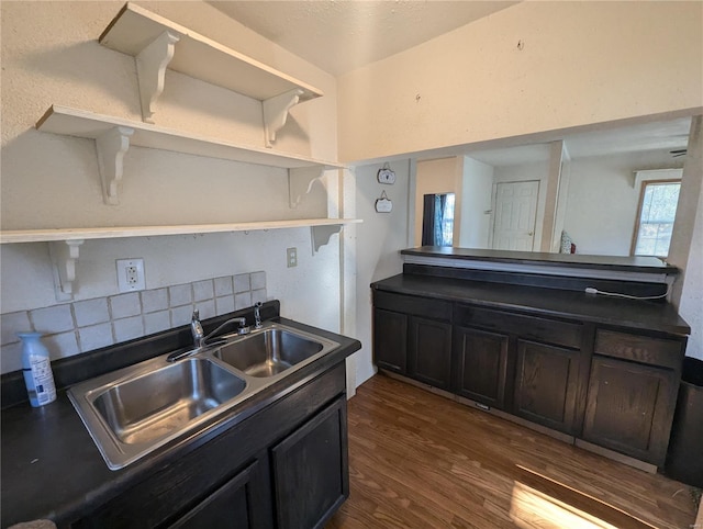 kitchen featuring sink and dark wood-type flooring