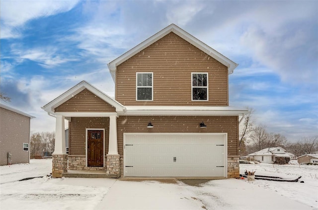 view of front of home with a garage