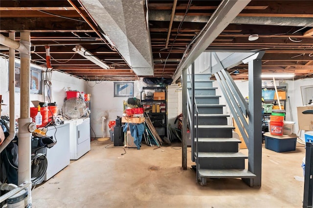 basement with independent washer and dryer