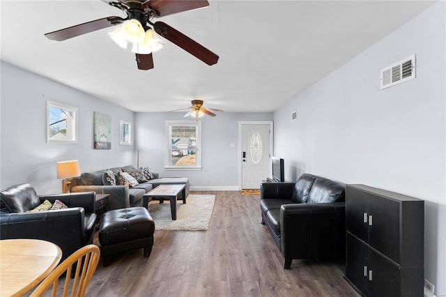 living room with wood-type flooring