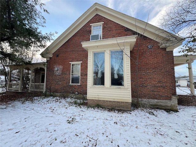 view of snow covered exterior