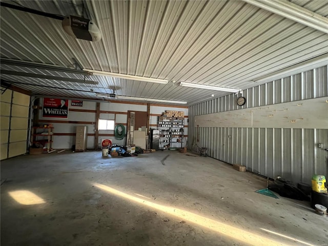 garage with a garage door opener