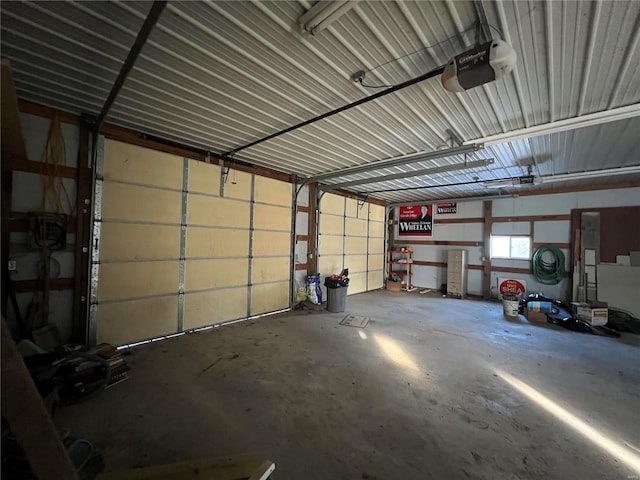 garage with a garage door opener