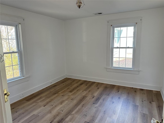 empty room featuring light hardwood / wood-style flooring and a healthy amount of sunlight