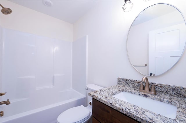 full bathroom featuring vanity, toilet, and shower / bath combination