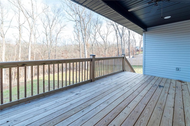 wooden terrace with ceiling fan