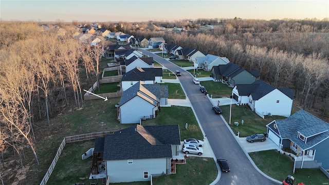 view of aerial view at dusk