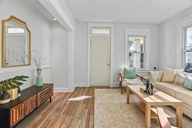 living room with wood-type flooring