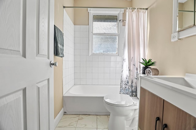 full bathroom featuring vanity, toilet, and shower / bath combo