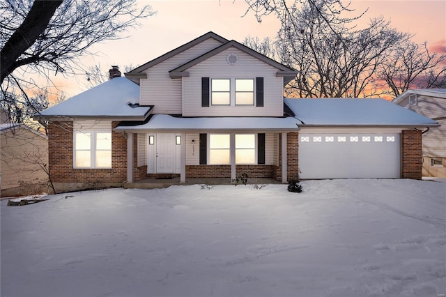 view of front property with a garage