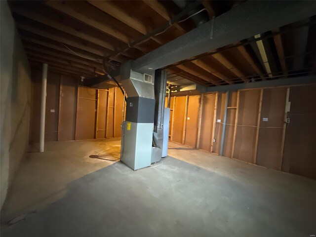 basement with heating unit